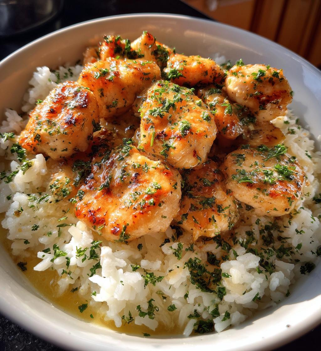 chicken scampi with garlic parmesan rice