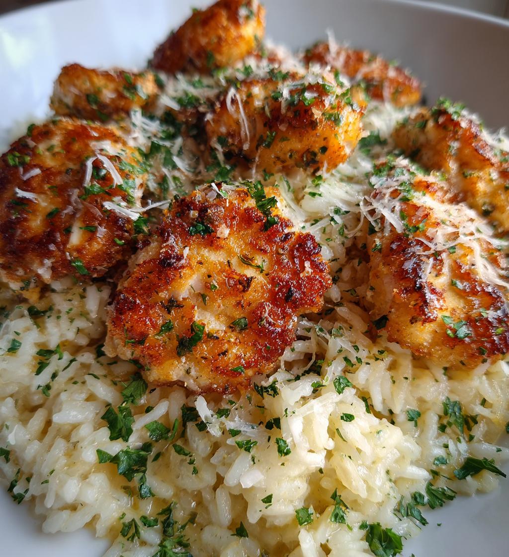 chicken scampi with garlic parmesan rice