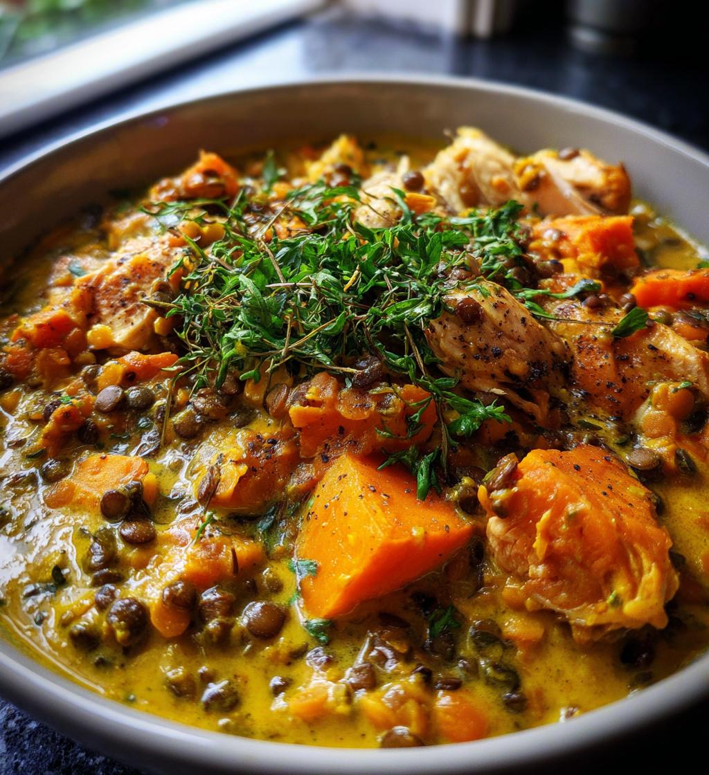chicken sweet potato and lentil curry - detail 1