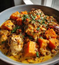 chicken sweet potato and lentil curry