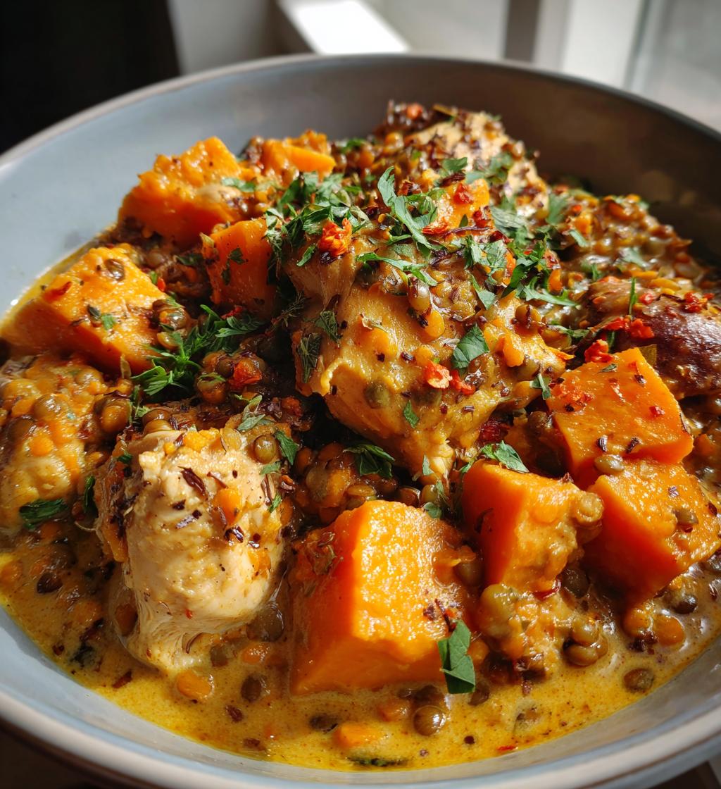 chicken sweet potato and lentil curry