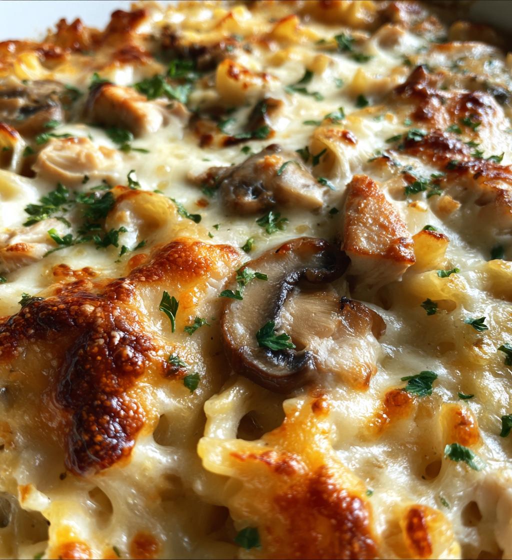 chicken tetrazzini pasta bake - detail 1