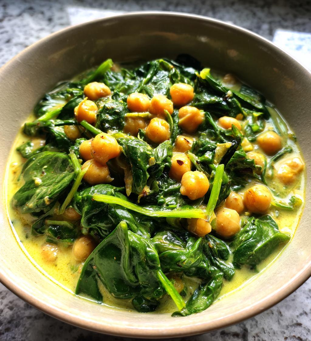 chickpea spinach coconut curry - detail 1