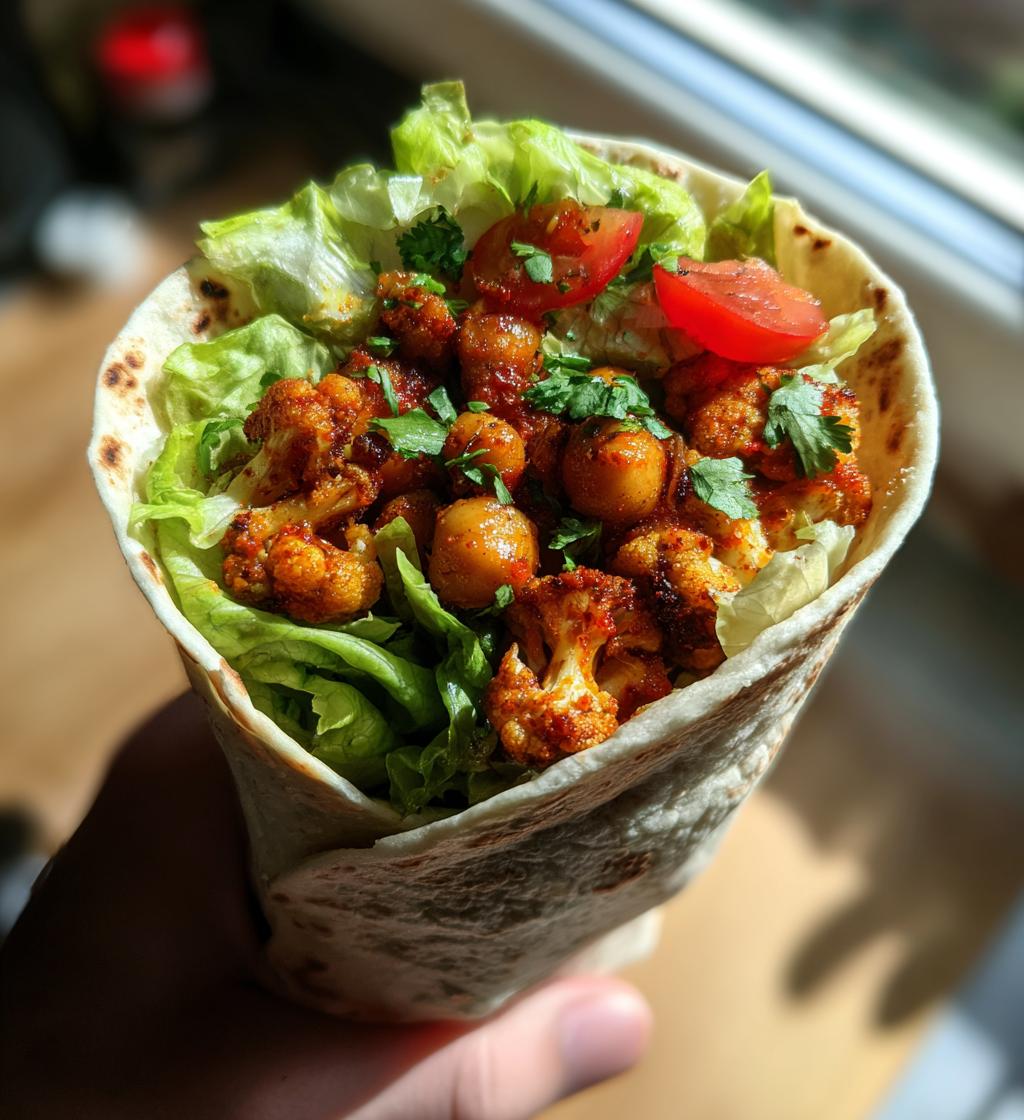 chili lime chickpea cauliflower wrap - detail 1