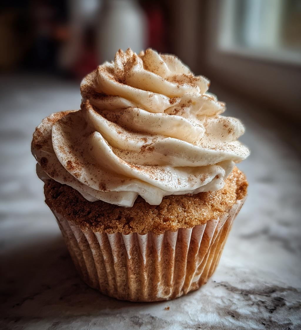 churro cupcakes with cinnamon cream cheese frosting - detail 1