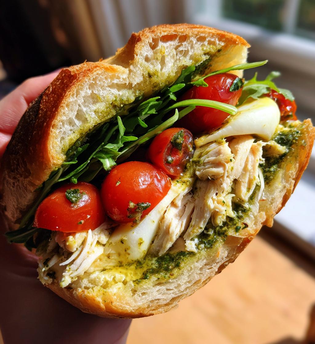 ciabatta chicken pesto sandwich - detail 1