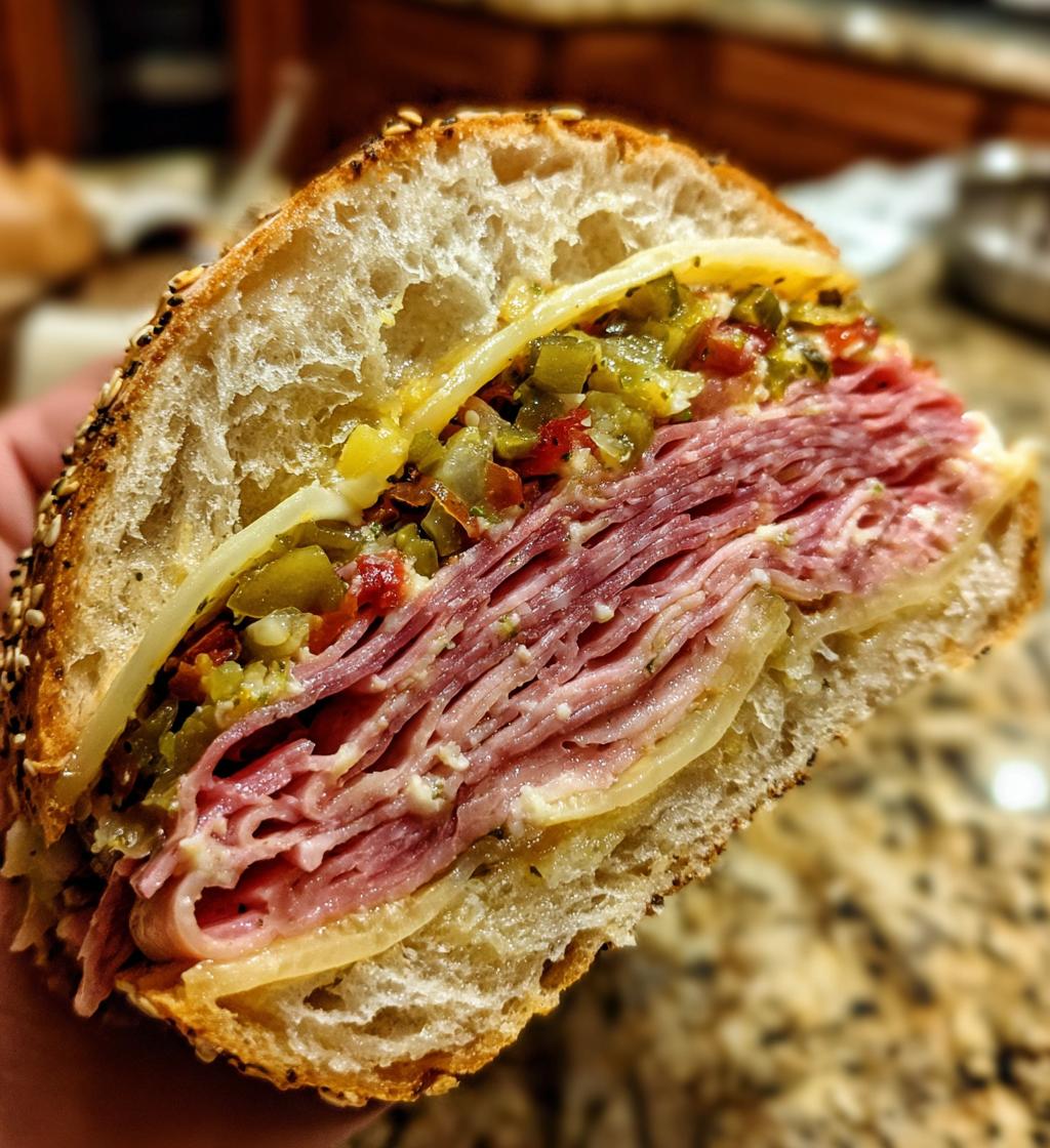 classic italian muffuletta sandwich - detail 1