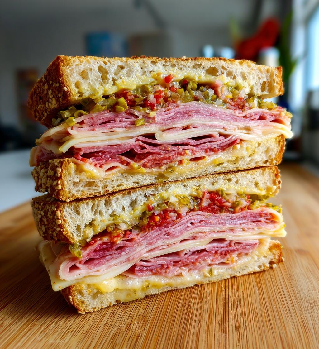 classic italian muffuletta sandwich - detail 1