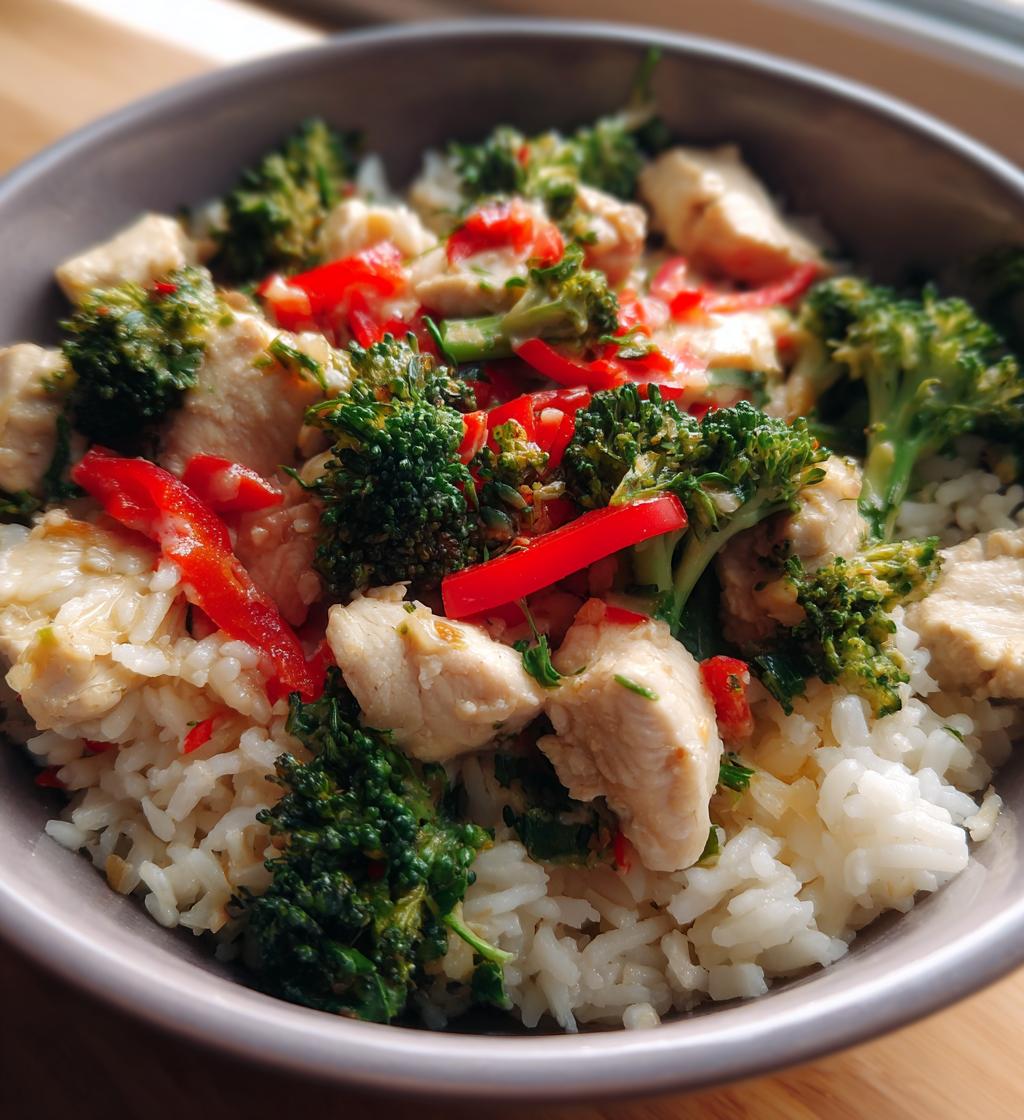 coconut chicken rice bowl - detail 1