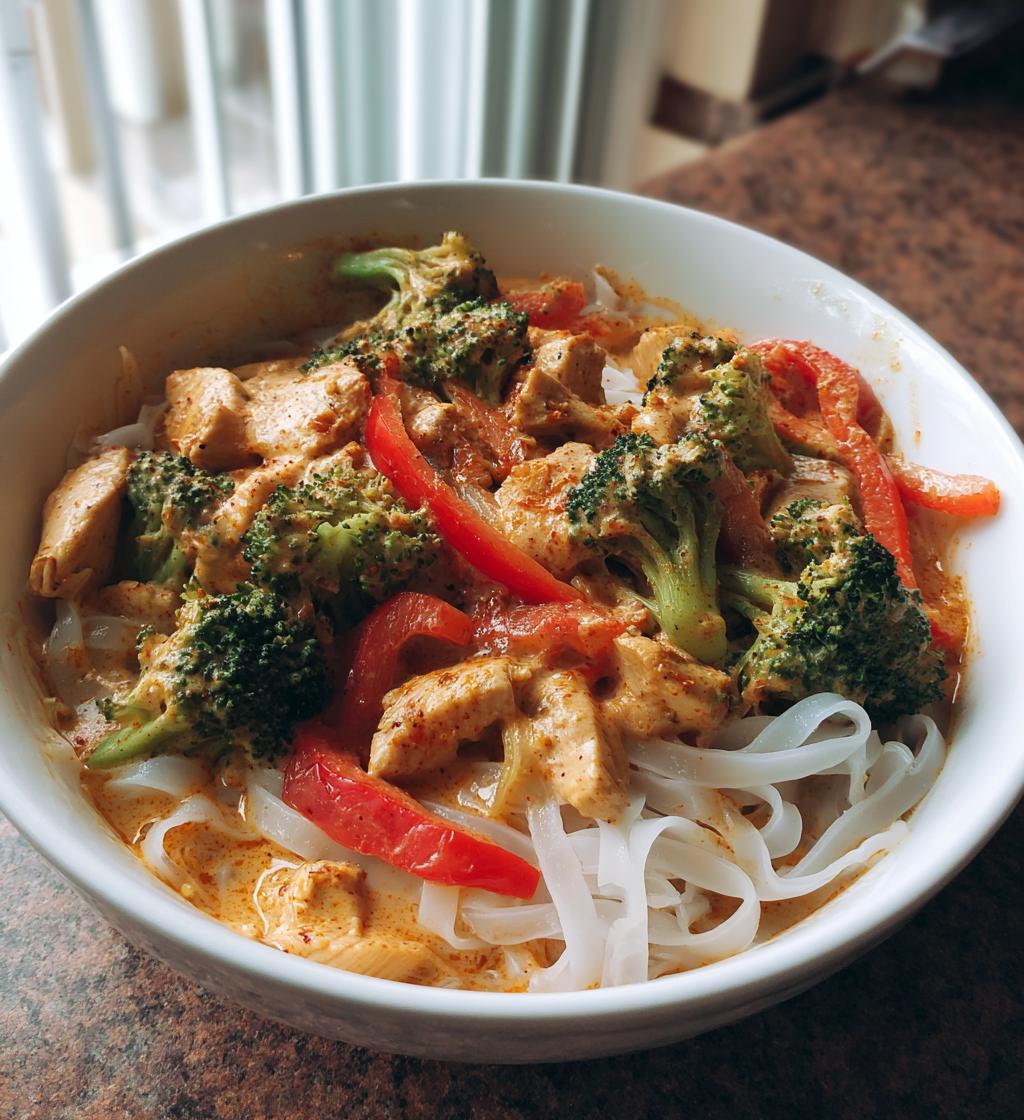 coconut curry chicken with rice noodles - detail 1