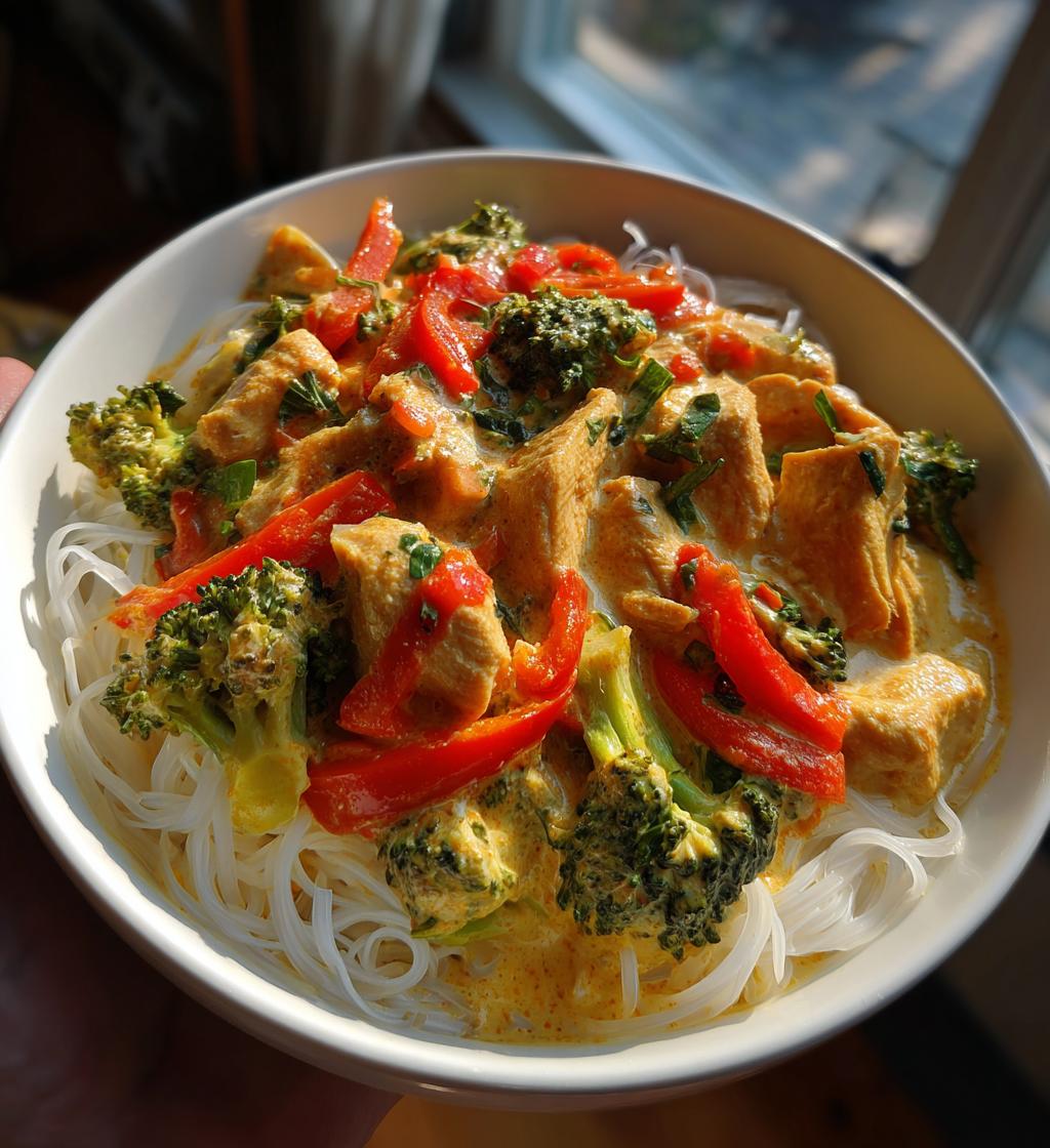 coconut curry chicken with rice noodles