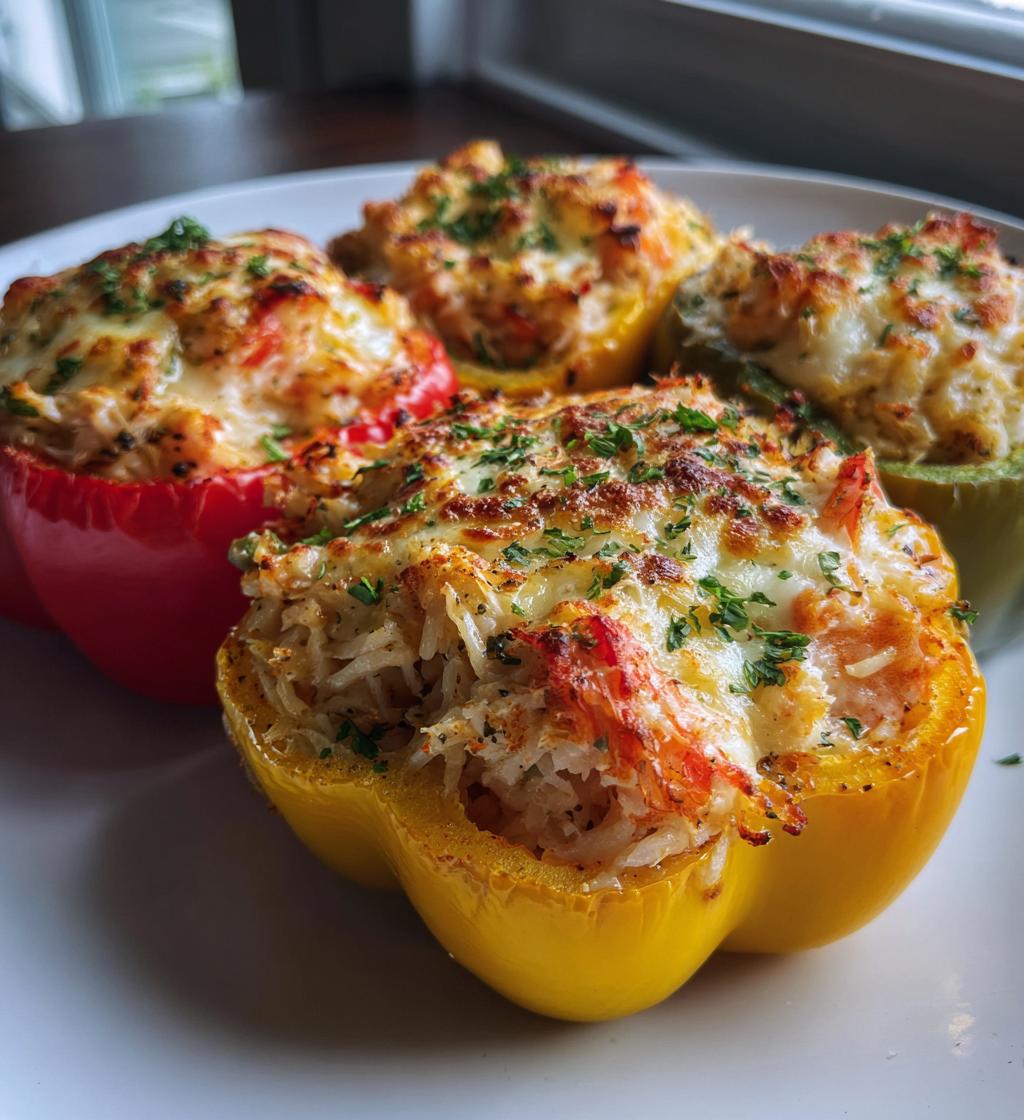 crab and shrimp stuffed bell peppers - detail 1