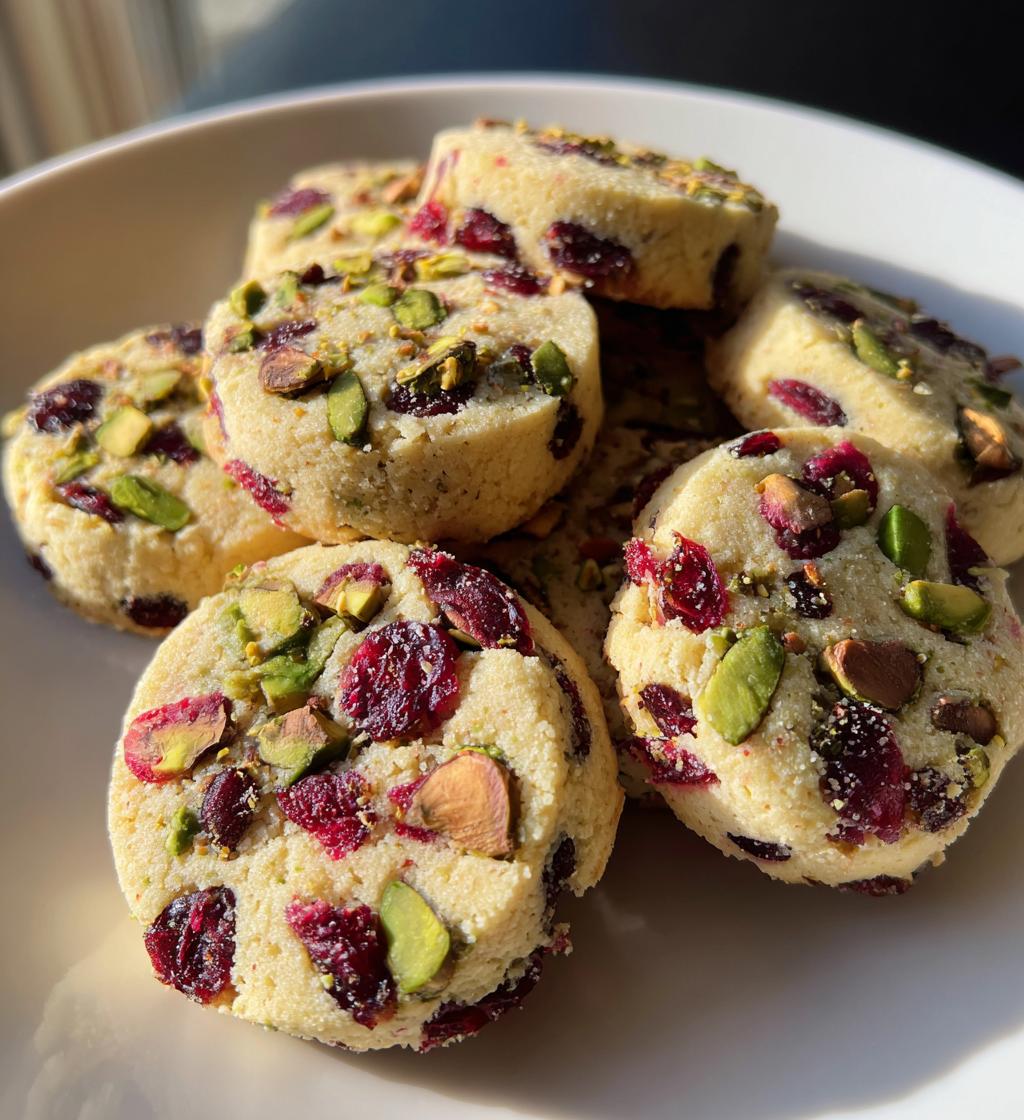 cranberry pistachio shortbread cookies - detail 1