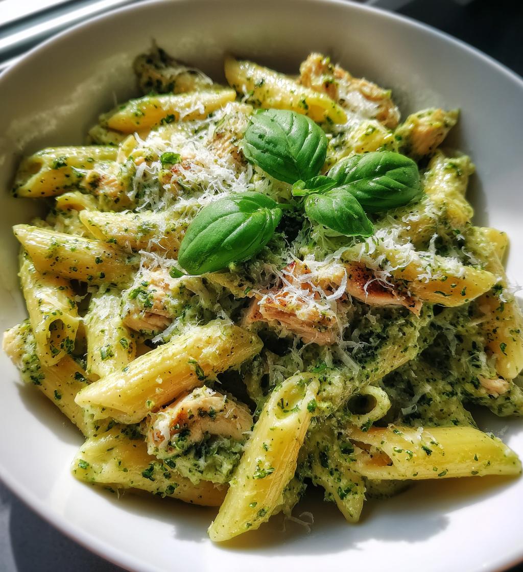 creamy chicken pesto pasta - detail 1