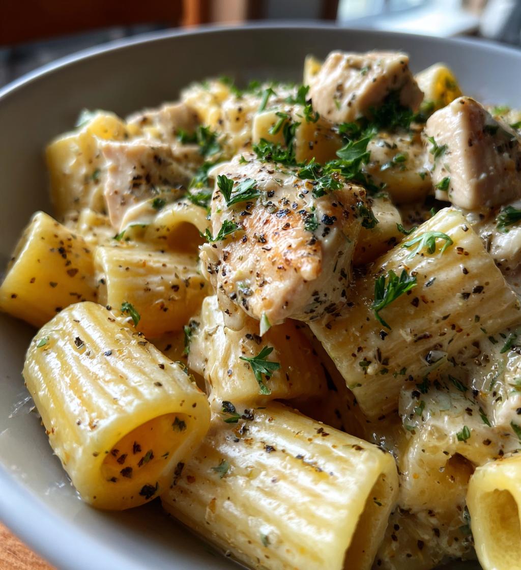 creamy garlic butter chicken rigatoni recipe - detail 1