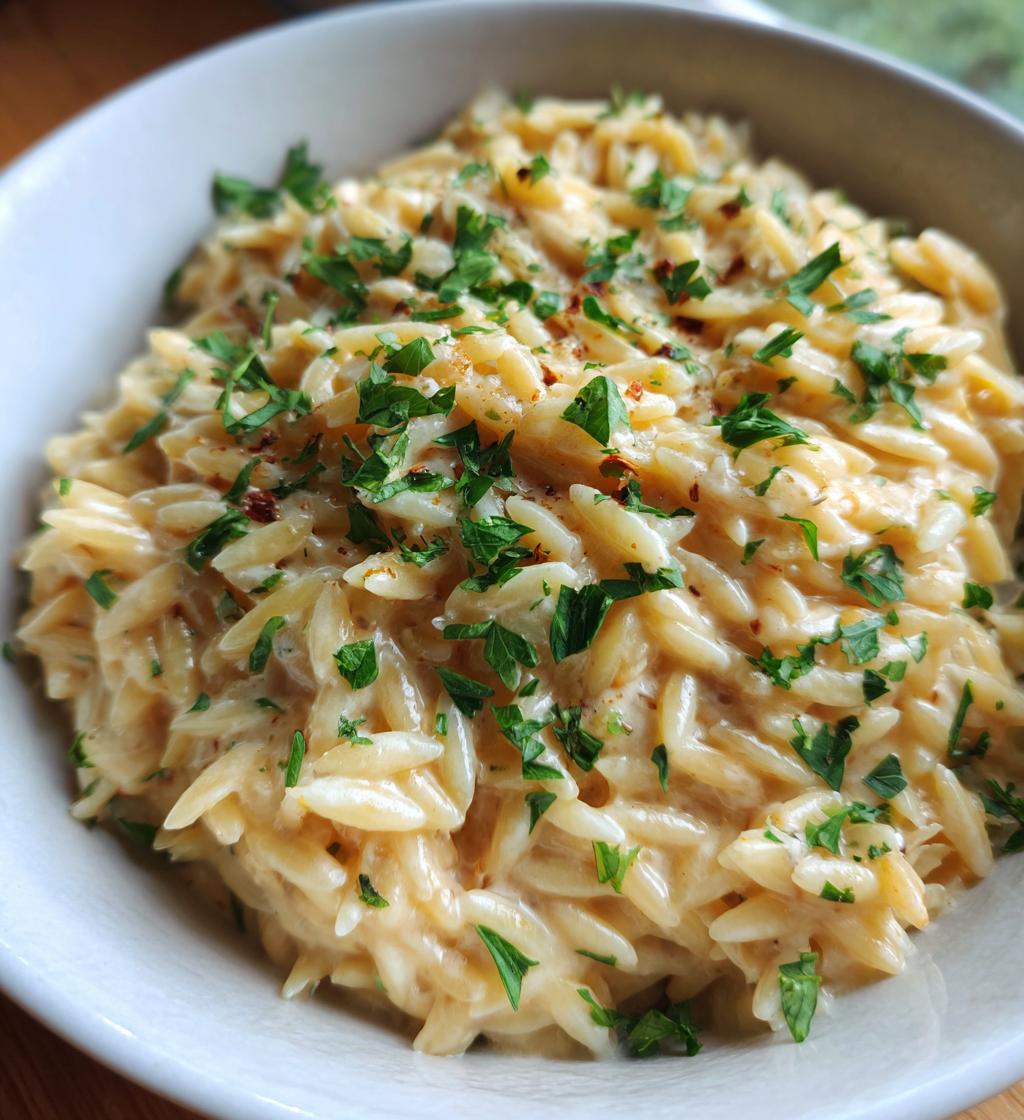 creamy garlic parmesan orzo