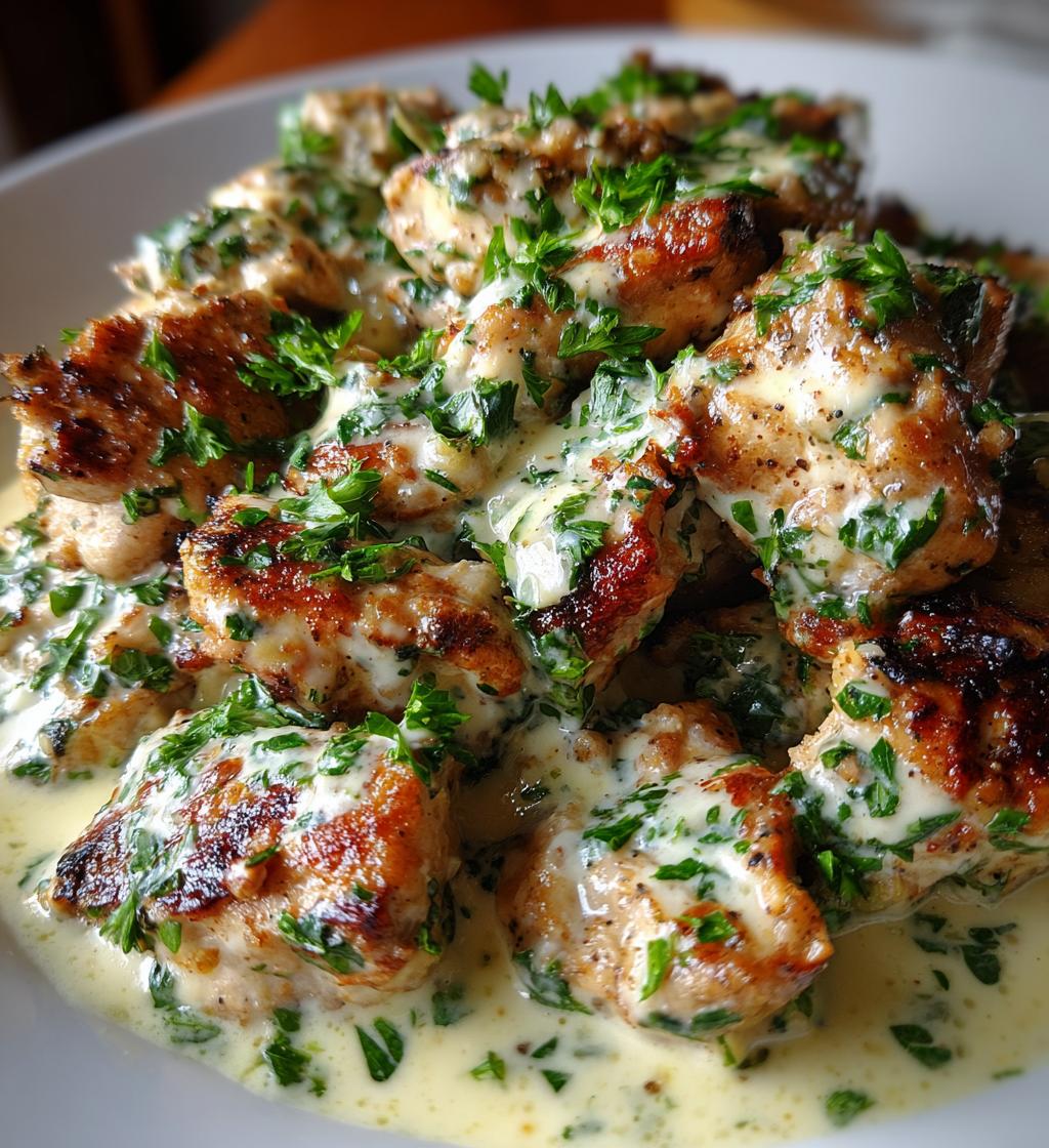 creamy garlic sauce with grilled chicken bites - detail 1