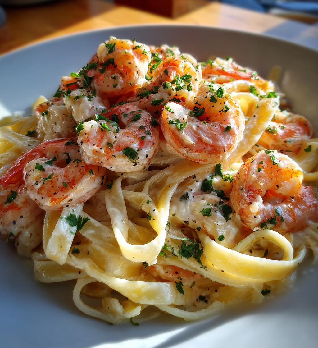 creamy garlic shrimp pasta