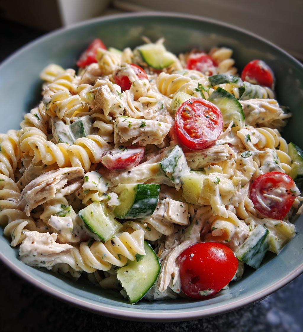 creamy high protein pasta salad - detail 1