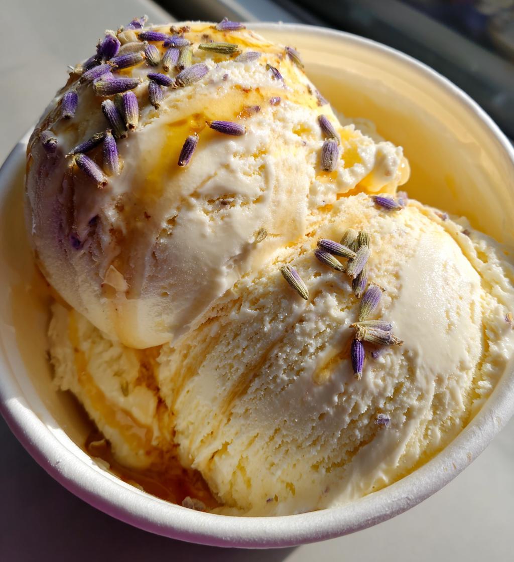 creamy honey lavender ice cream - detail 1