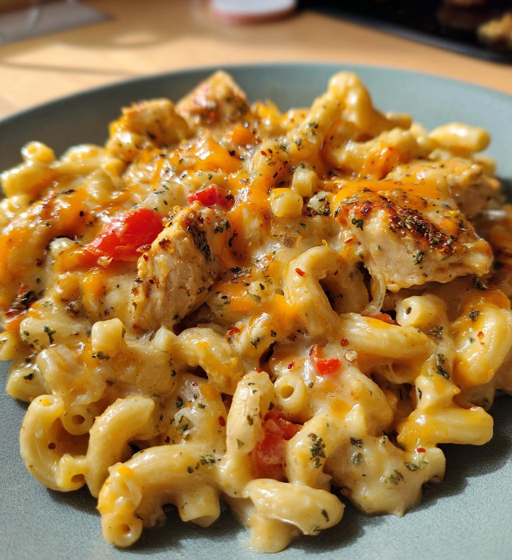 creamy honey pepper chicken mac and cheese delight - detail 1
