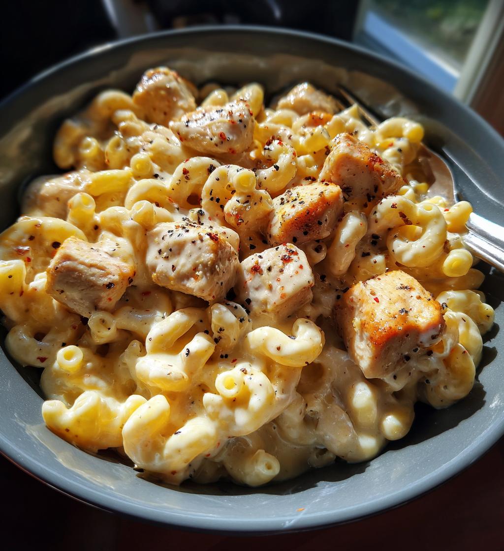 creamy honey pepper chicken mac and cheese recipe - detail 1