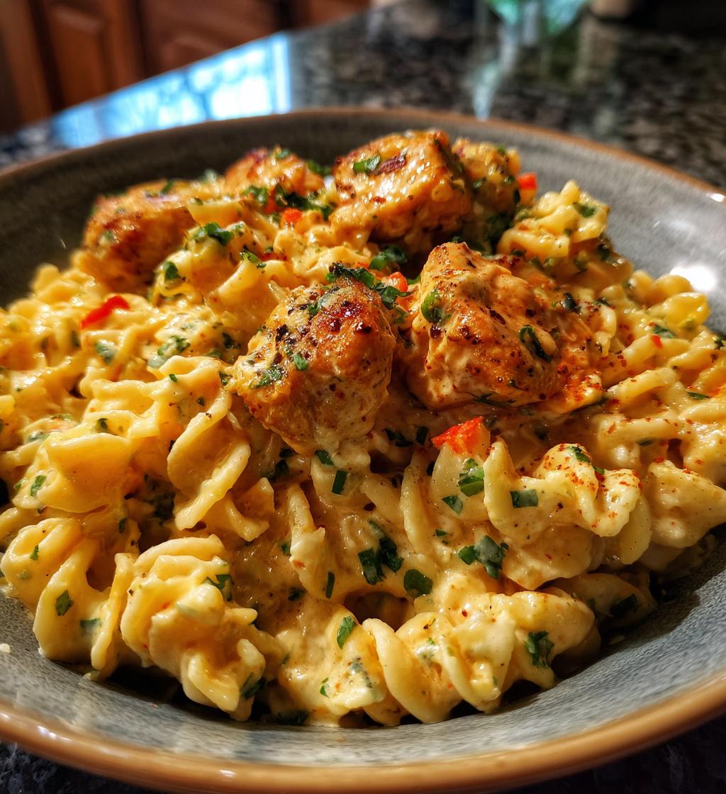 creamy jalapeno garlic chicken bites with twisted cheddar cajun pasta - detail 1