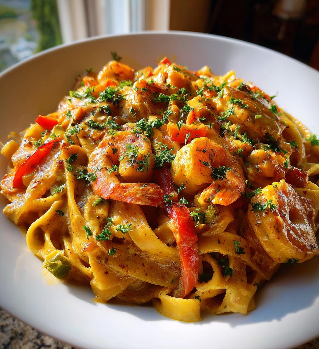 creamy jamaican shrimp rasta pasta