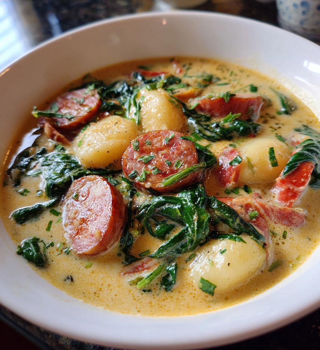 creamy kielbasa gnocchi soup