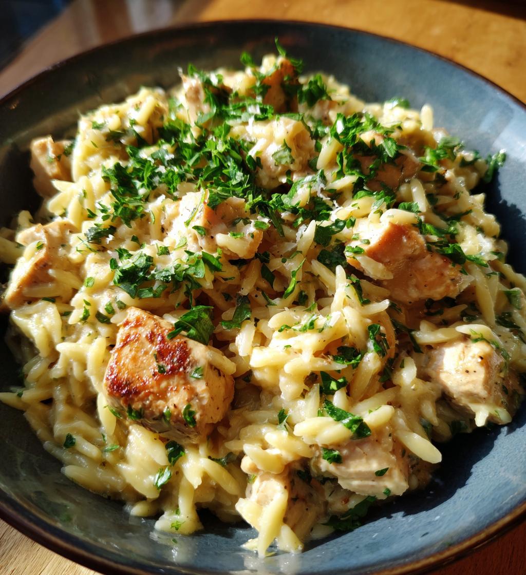 creamy parmesan chicken and orzo - detail 1