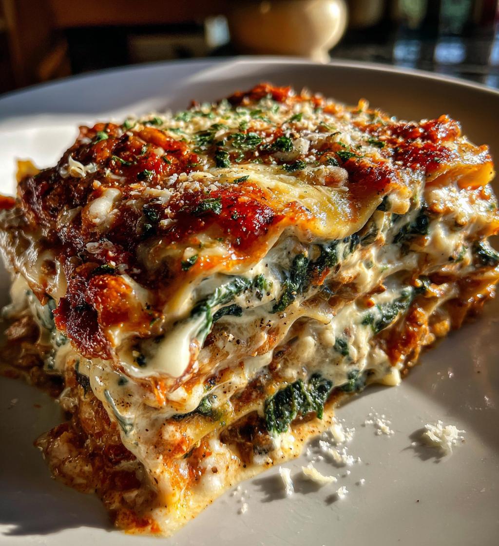 creamy spinach mushroom lasagna
