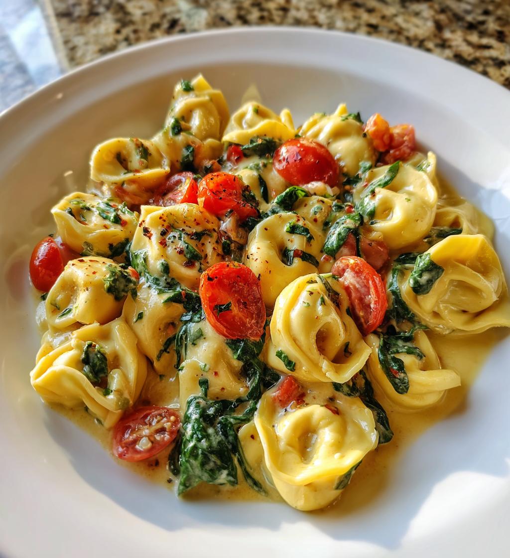 creamy spinach tomato tortellini - detail 1