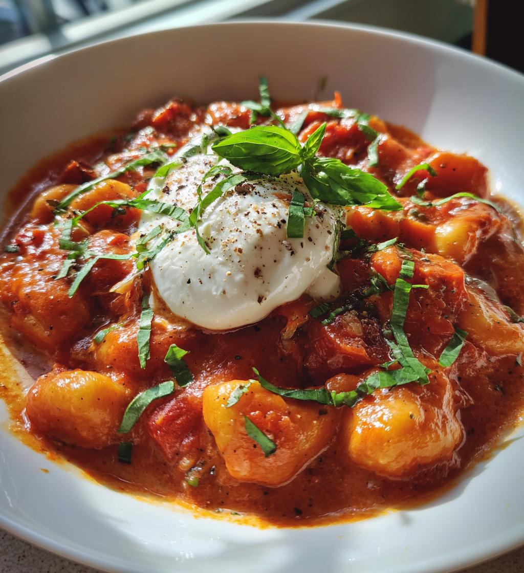 creamy tomato gnocchi with burrata - detail 1
