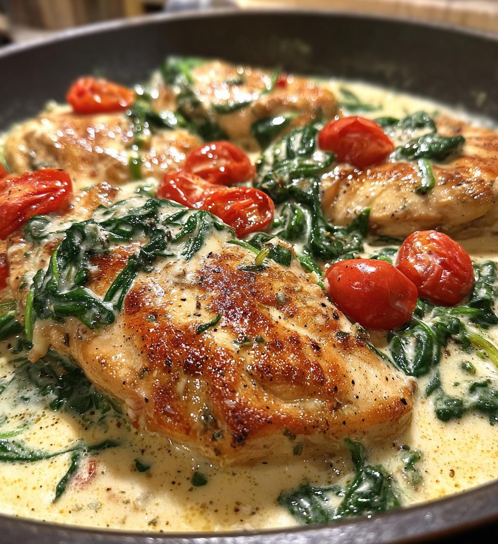 creamy tuscan chicken skillet - detail 1