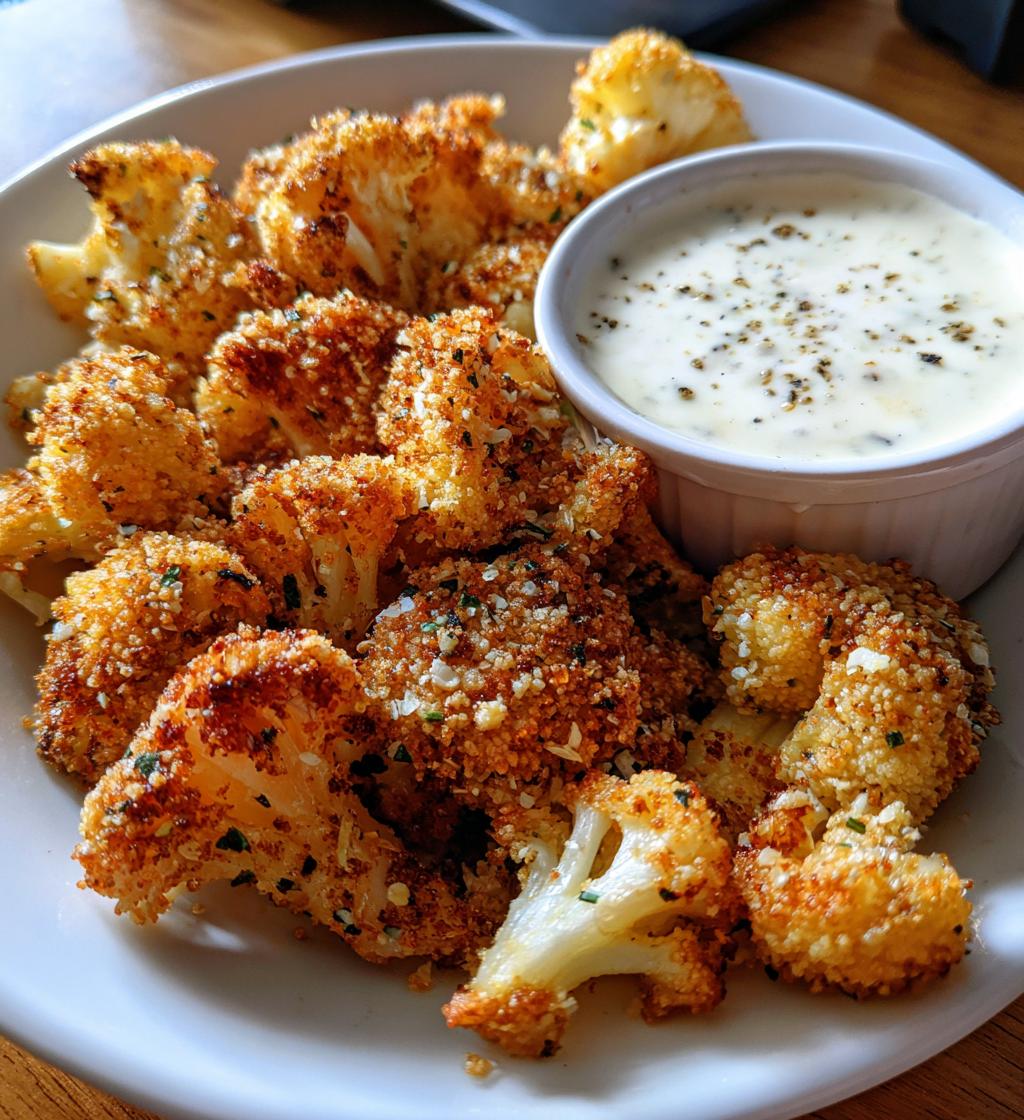 crispy baked cauliflower bites with garlic sauce - detail 1