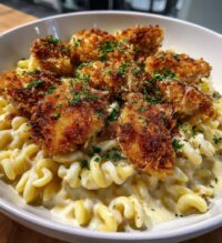 crispy parmesan chicken bites with smoked cajun alfredo gemelli recipe