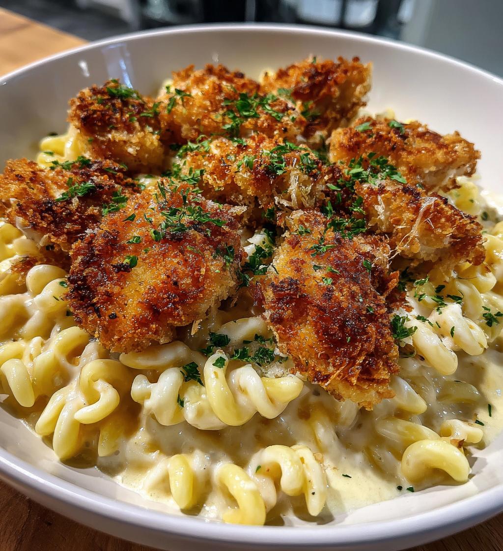 crispy parmesan chicken bites with smoked cajun alfredo gemelli recipe