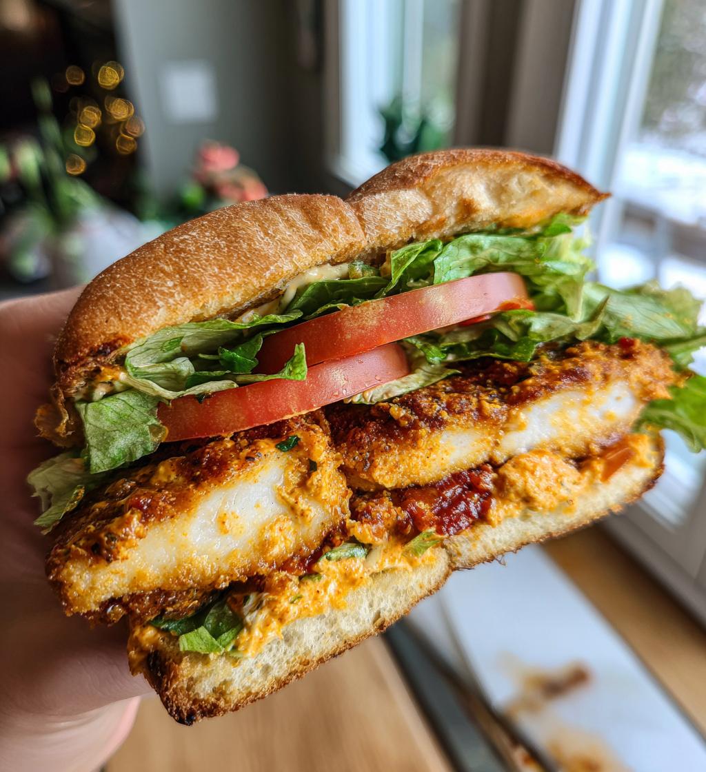 crunchy chicken romesco sandwich
