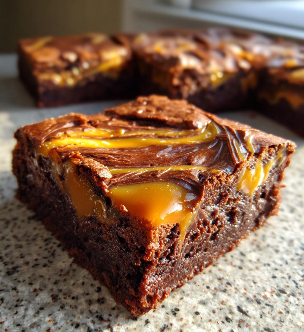 decadent caramel swirl brownies - detail 1
