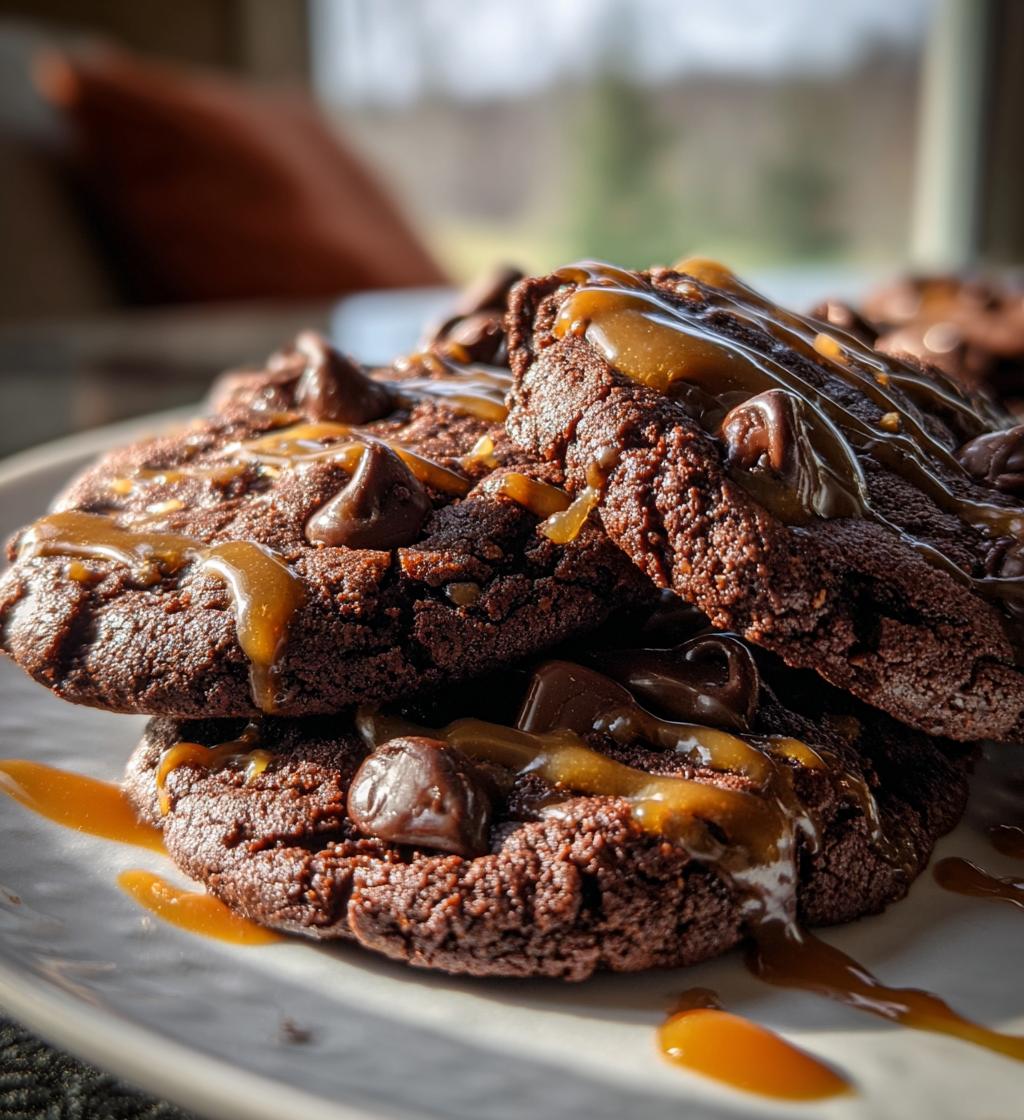 double chocolate salted caramel cookies