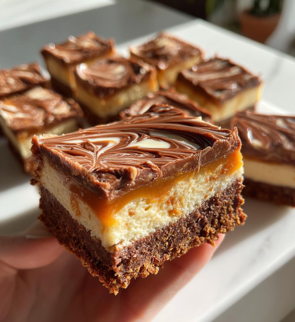dulce de leche chocolate cheesecake bars - detail 1