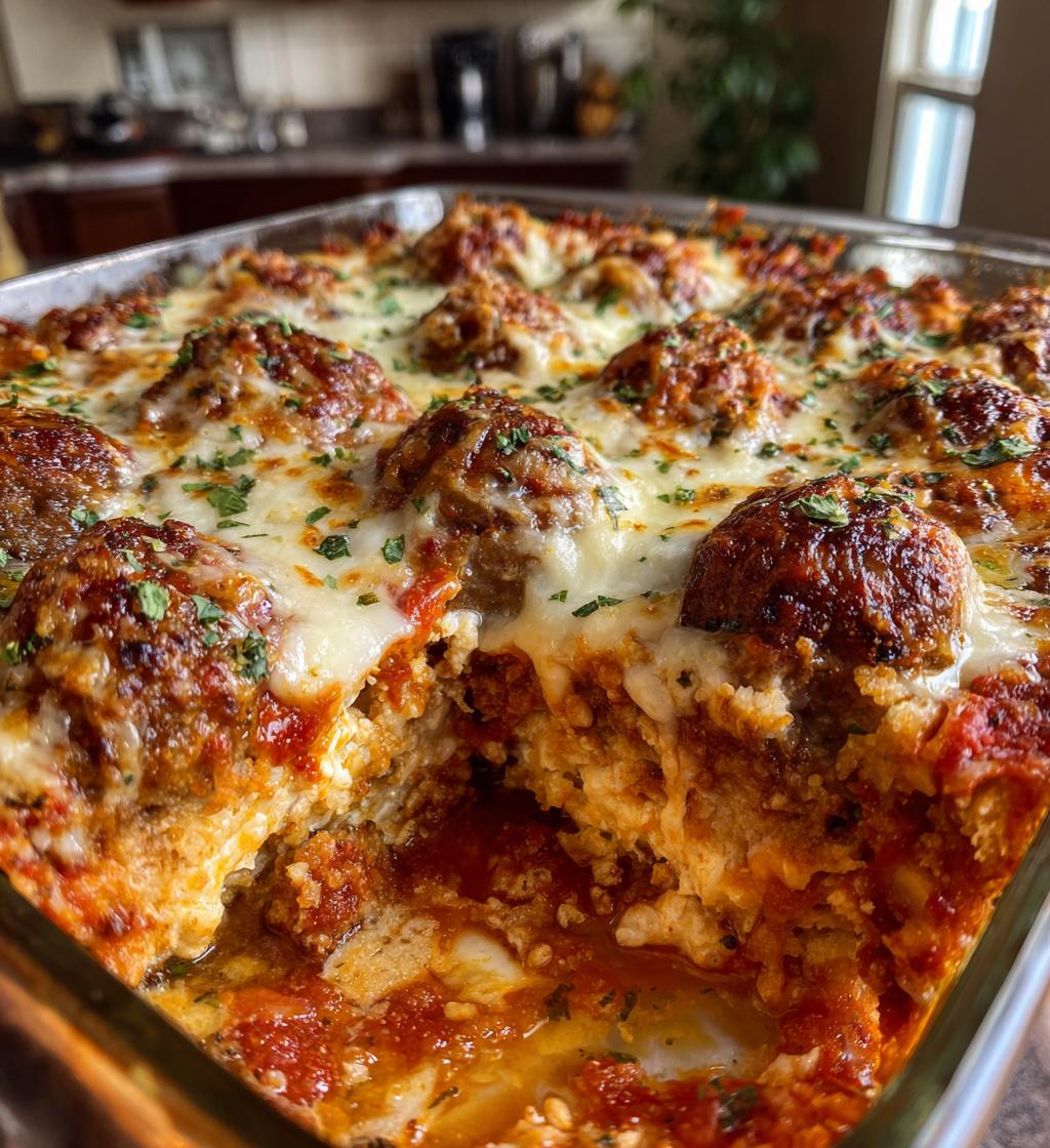 dump and bake meatball casserole - detail 1