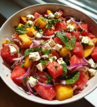 easy summer peach watermelon salad