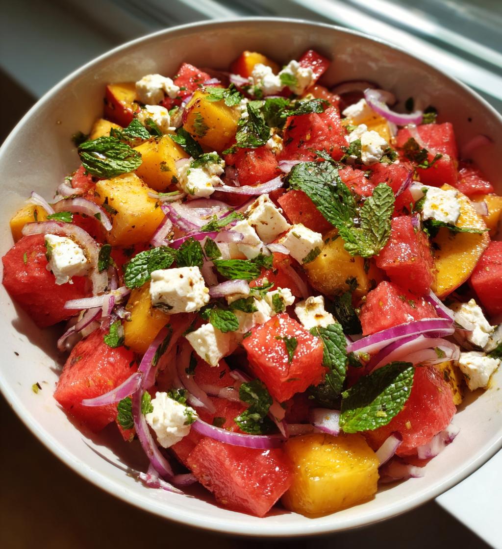 easy summer peach watermelon salad