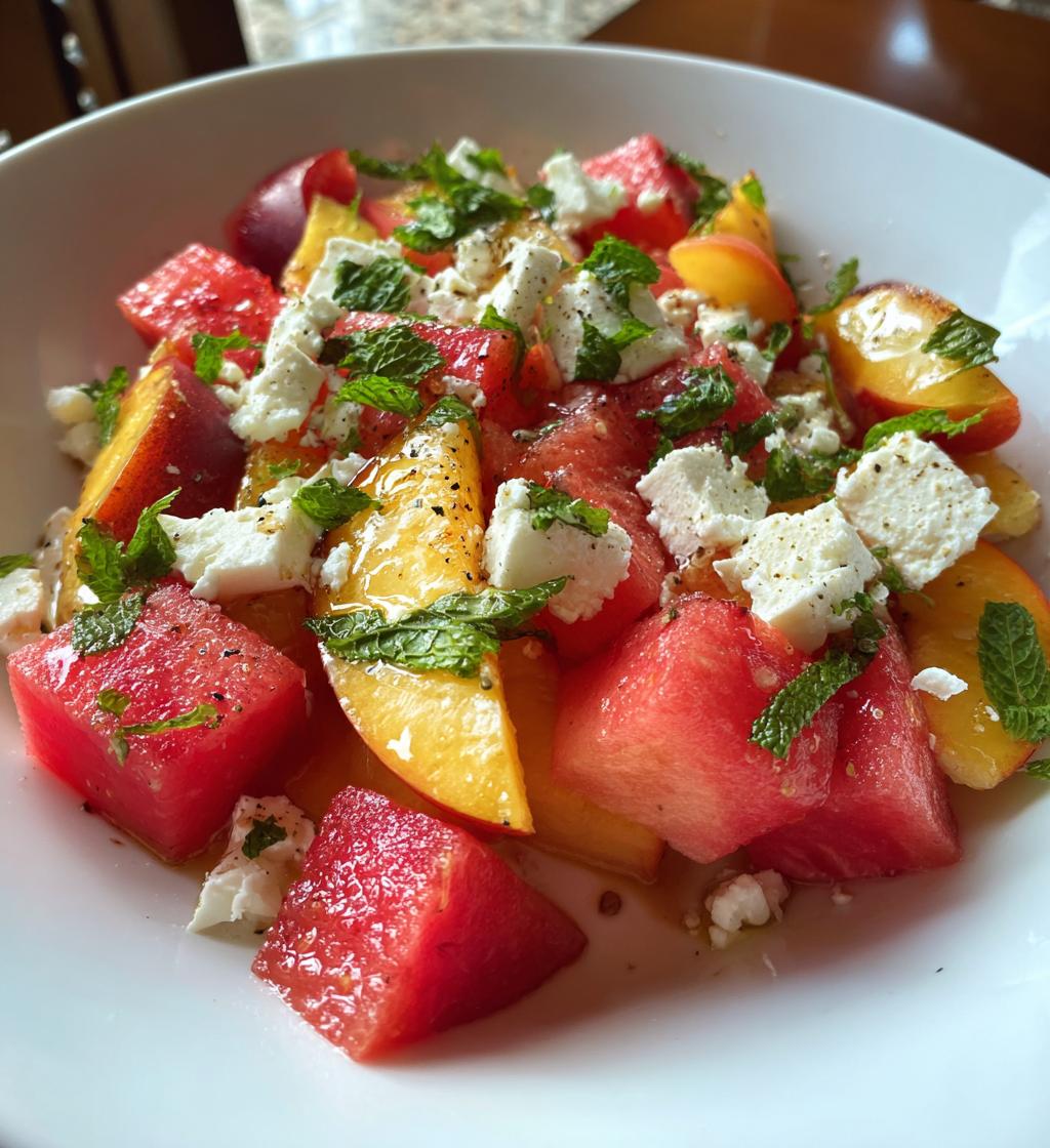 easy summer peach watermelon salad