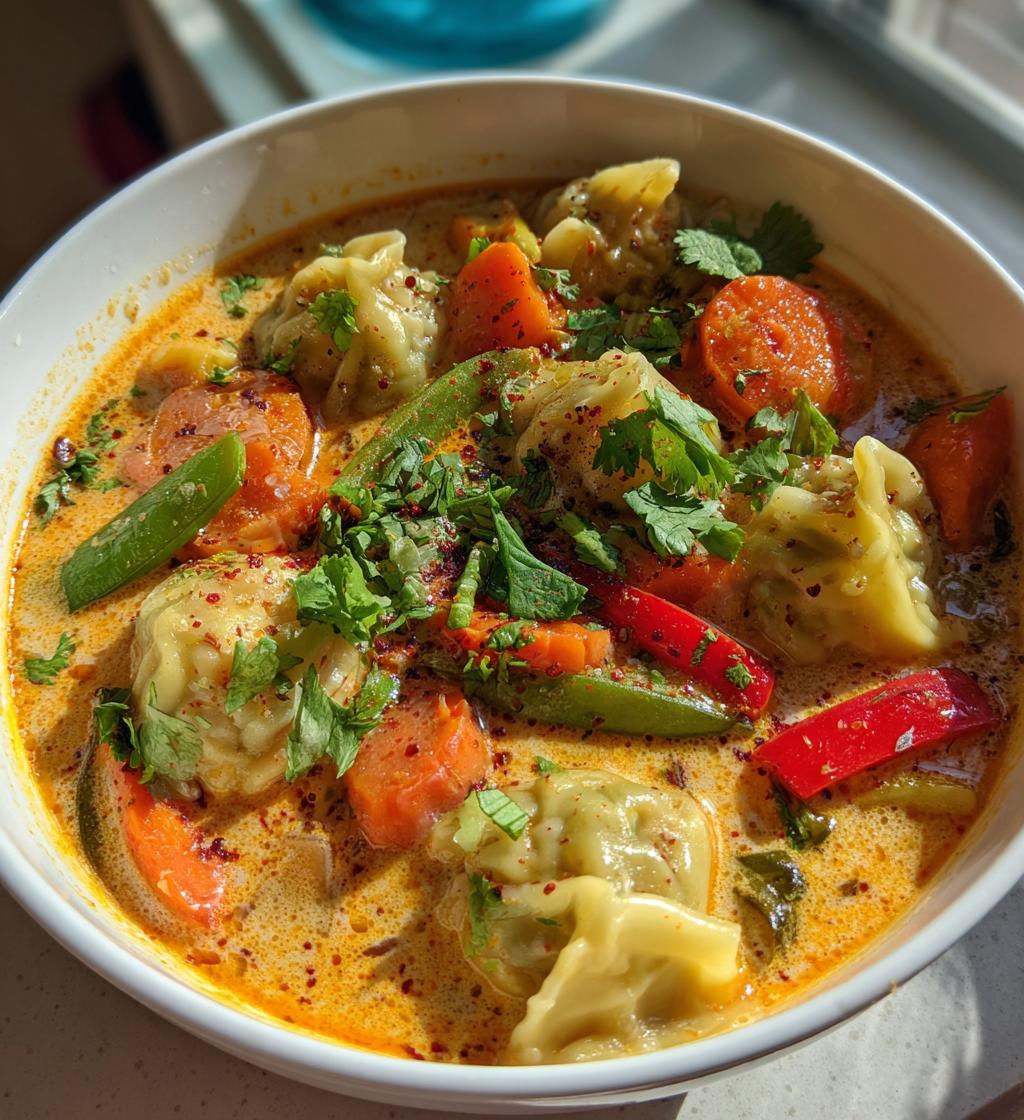 easy thai red curry dumpling soup - detail 1
