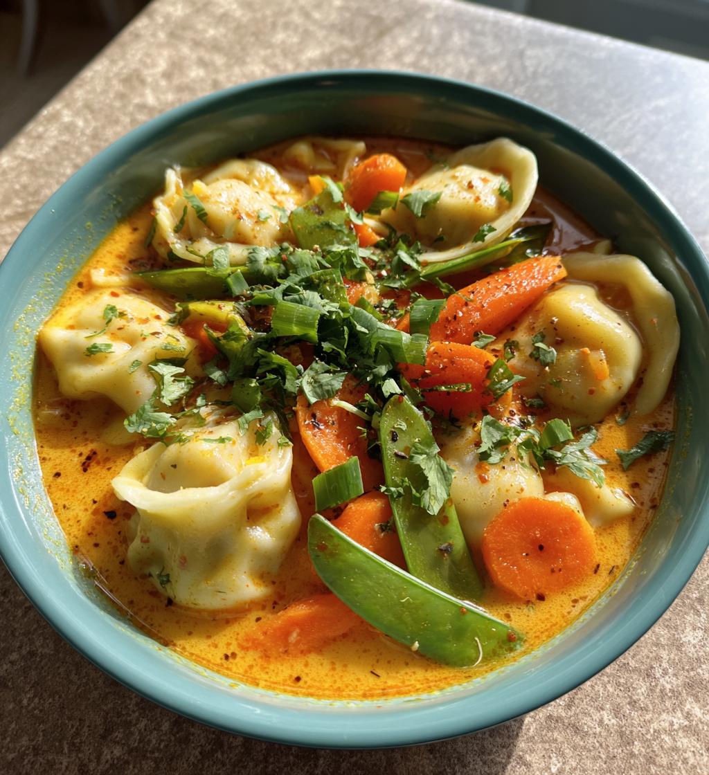 easy thai red curry dumpling soup