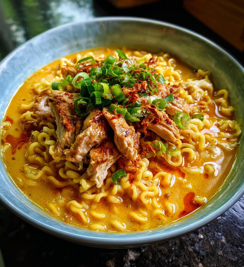fiery chicken ramen with creamy garlic sauce 2