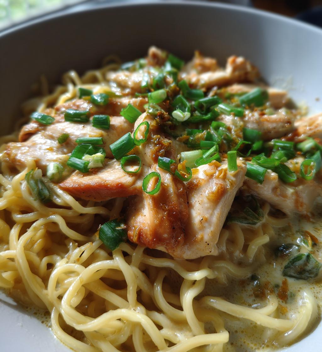 fiery chicken ramen with creamy garlic sauce recipe - detail 1