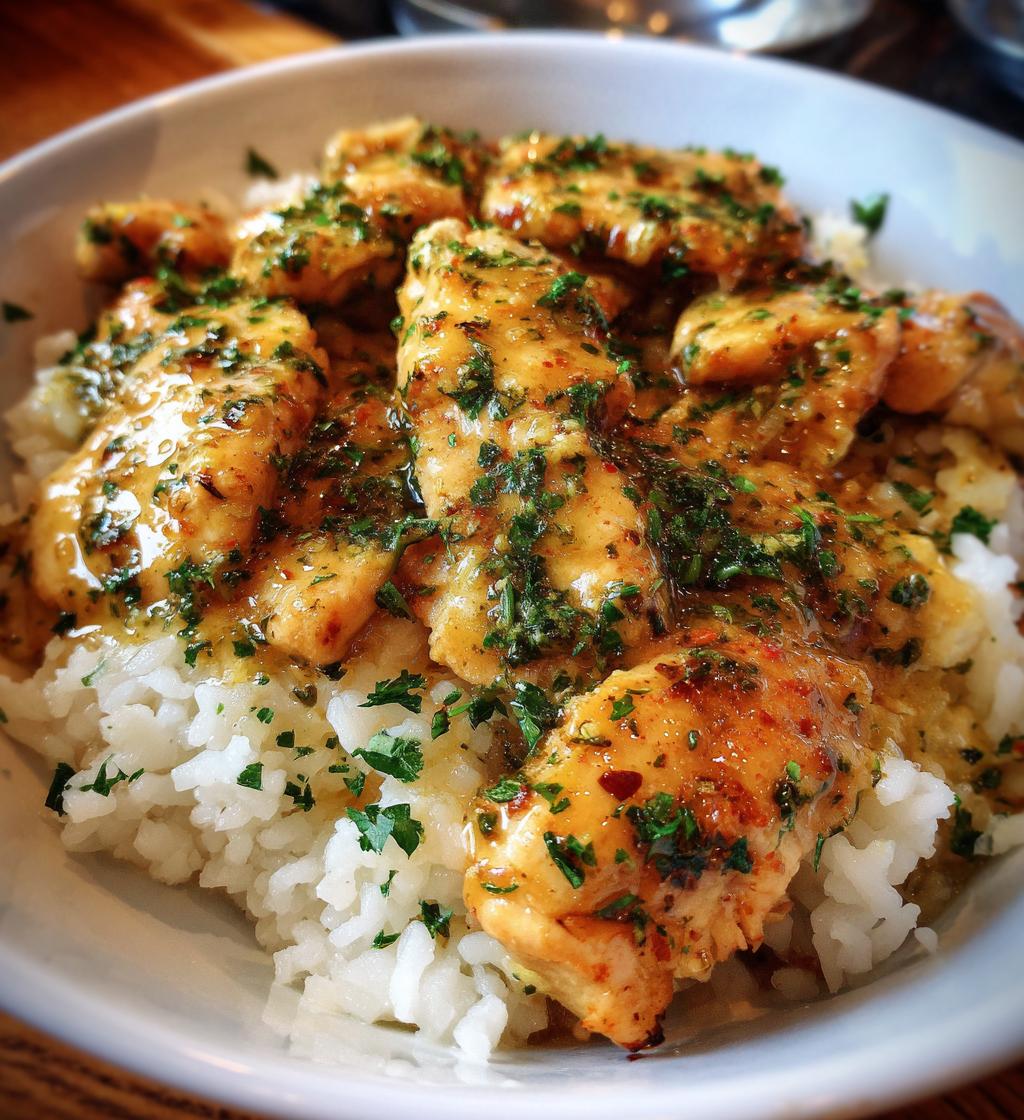 garlic butter chicken and rice - detail 1